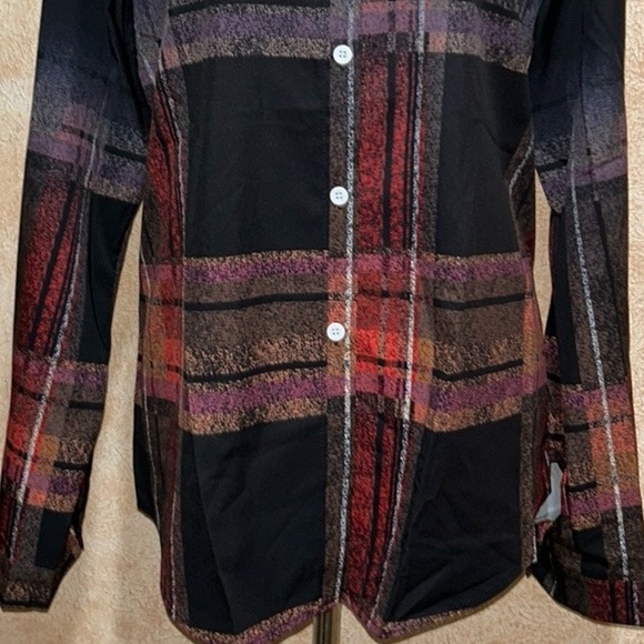 Plaid Shirt Lapel Collar Durable Non-Sheer Fabric Button-Up Design - Picture 8 of 13